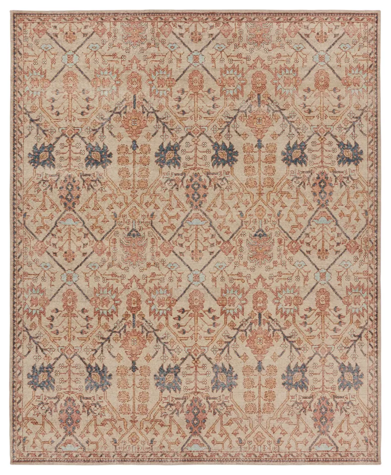 Designer Edit Solanine Hand-Knotted Trellis Rust/ Cream Runner Rug (3'X10')