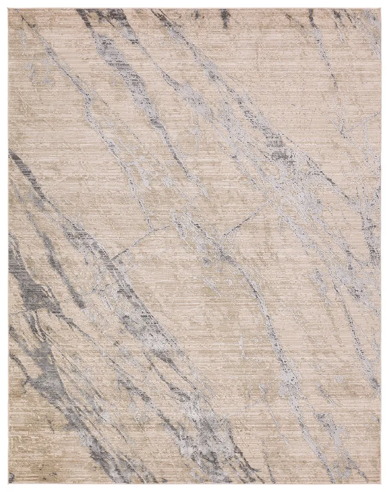 Ojas ZEI01 Abstract Tan and Gray Area Rug (6'x9'3")