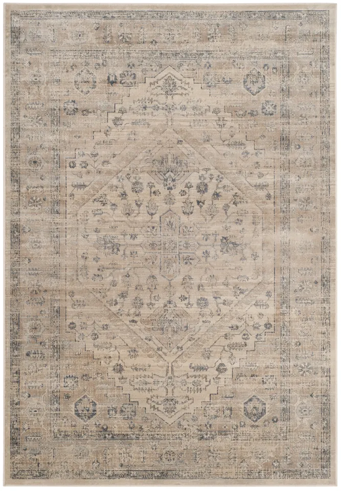Arlo Home Woven Area Rug, VTG123-7442, Stone/Blue,  5' 3" X 7' 6"