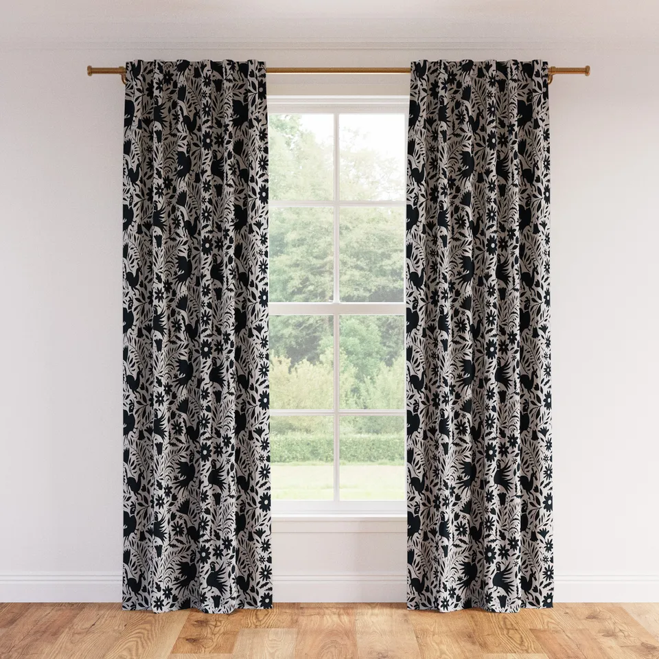 Printed Linen Curtain, Ink Frida, 50" x 108", Unlined