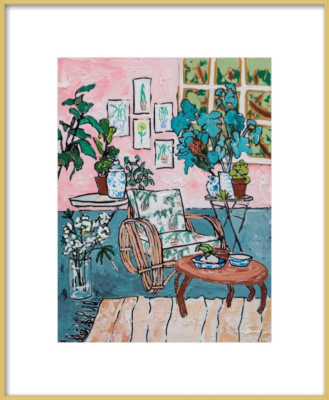 Cane Chair in Tropical Interior by Lara Lee Meintjes for Artfully Walls