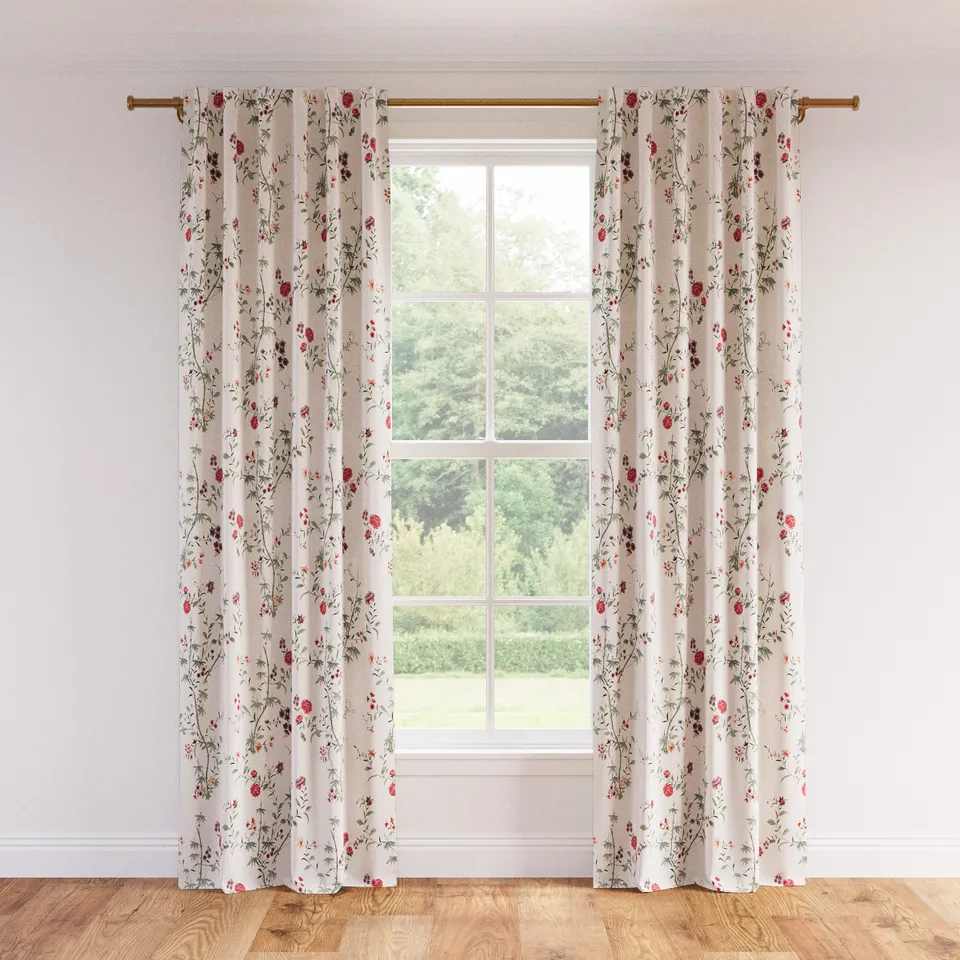Printed Linen Curtain, Multi Bamboo Garden, 50" x 96", Unlined