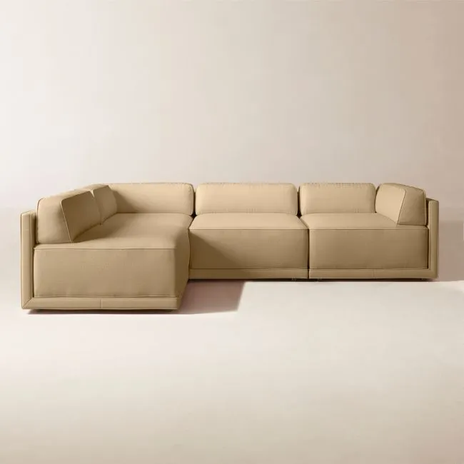 Oriole 4-Piece L-Shaped Leather Modular Sectional Sofa