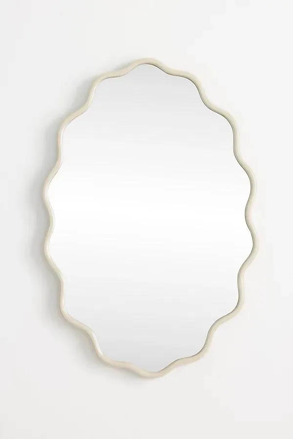 Coquille Scalloped Metallic Oval Wall Mirror