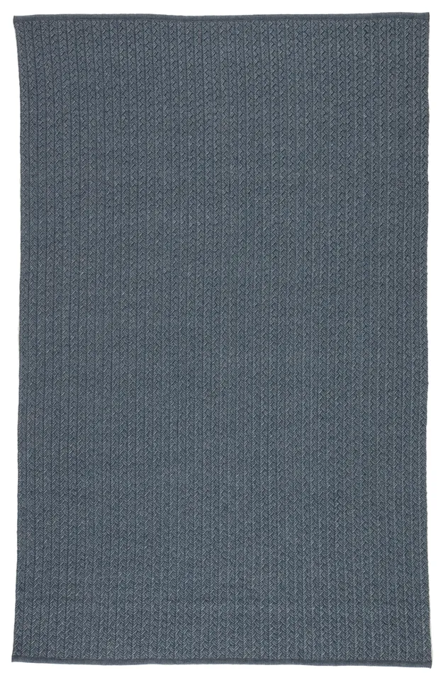 Iver Indoor/ Outdoor Solid Blue/ Gray Area Rug (5'X8')