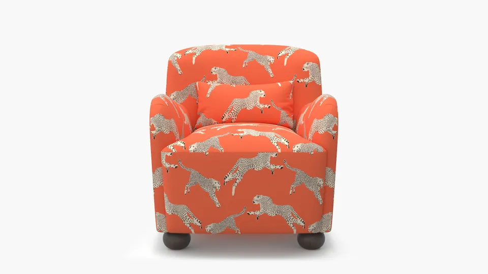 Club Chair, Henna Cheetah, Espresso Bun Foot