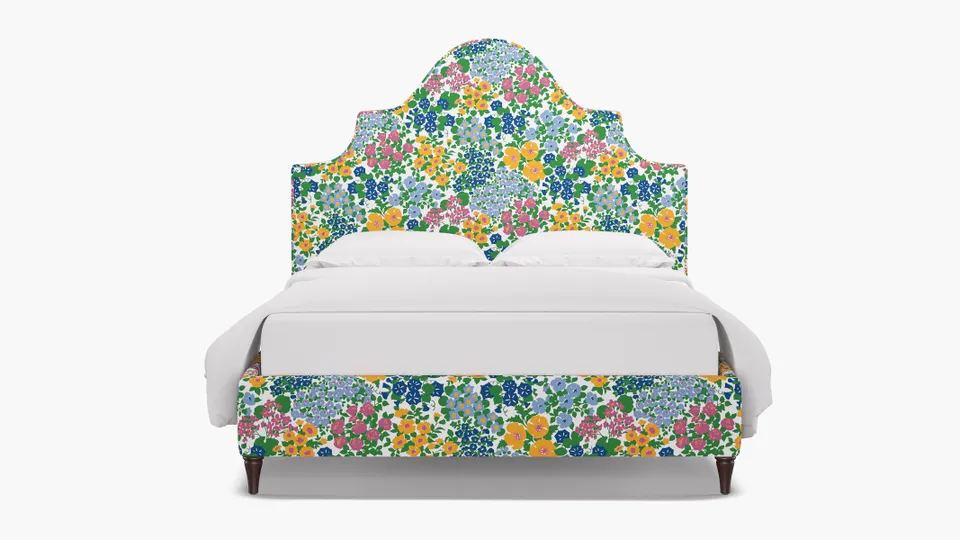 Statement Bed, Fuchsia Million Flowers, Espresso Decorative Tapered Leg, Full