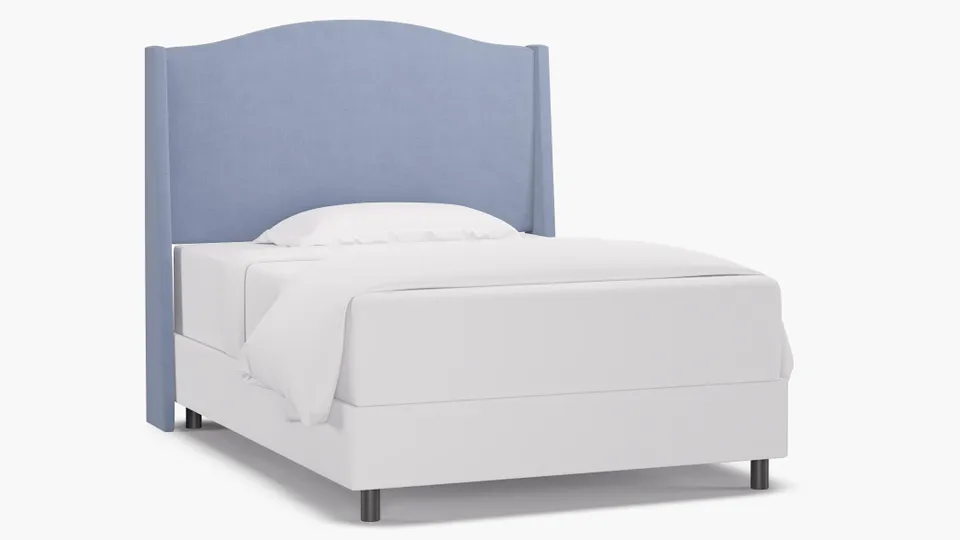 Classic Wingback Headboard, Denim Everyday Linen, Full