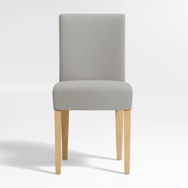 Lowe Pewter Grey Upholstered Dining Chair with Natural Wood Legs