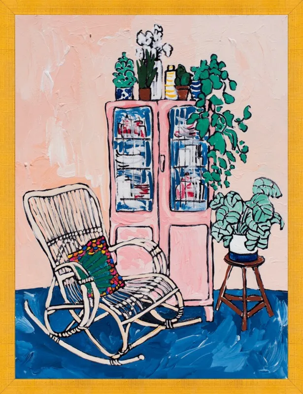 Rocking Chair In Pink Interior by Lara Lee Meintjes for Artfully Walls