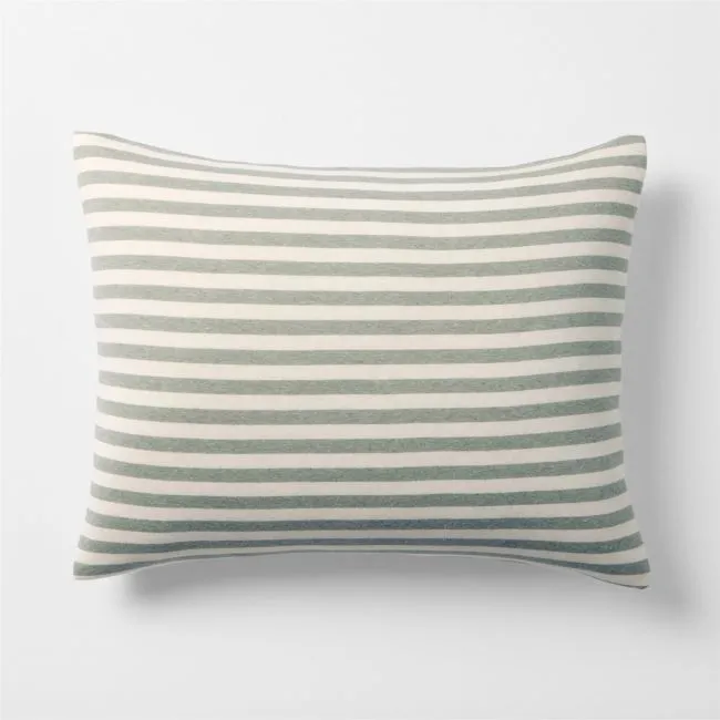 Comfy Tee Verte Green Stripe Organic Cotton Jersey Kids Pillow Sham