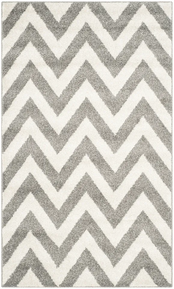 Arlo Home Indoor/Outdoor Woven Area Rug, AMT419R, Dark Grey/Beige,  3' X 5'