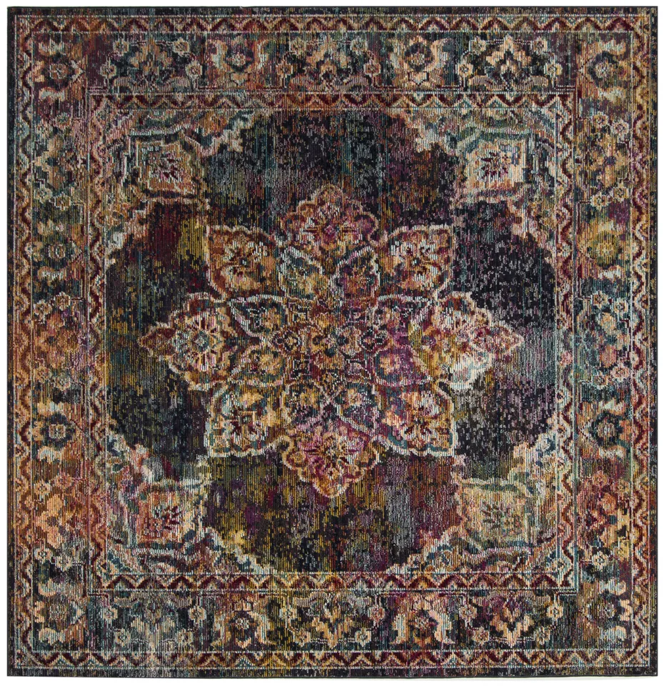 Arlo Home Woven Area Rug, CRS513H, Navy/Light Blue,  7' X 7' Square