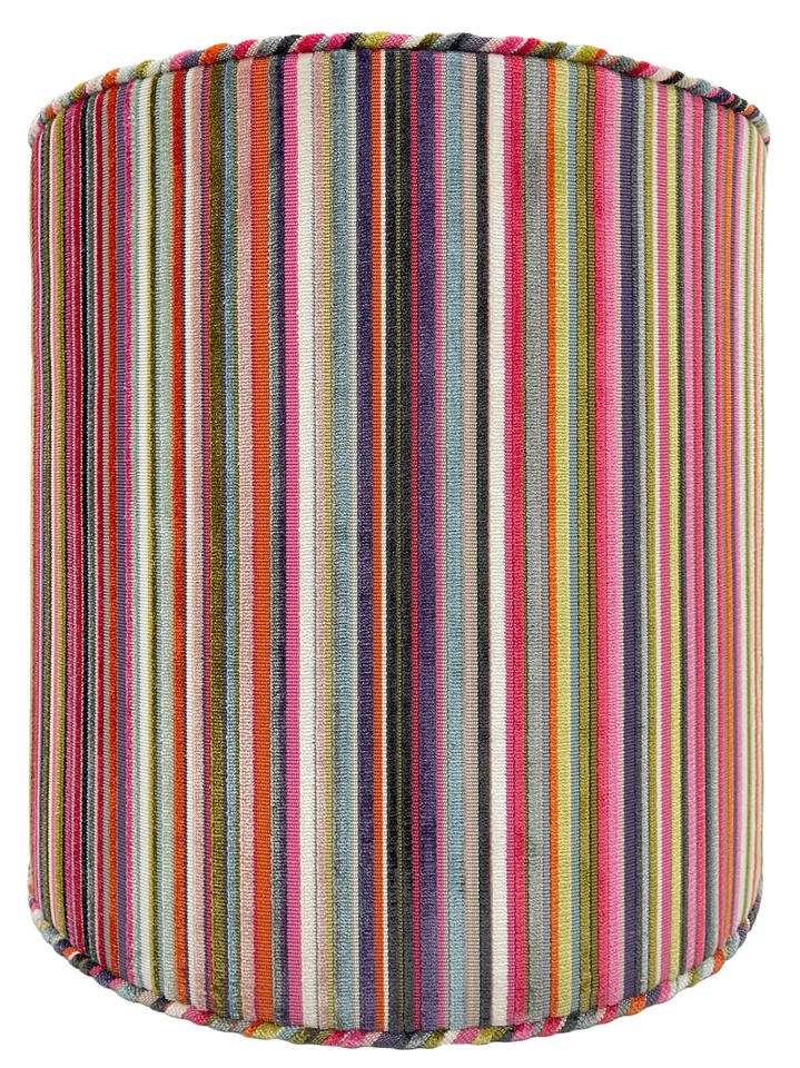 THE TIGHT ROUND OTTOMAN :: SOHO CUT VELVET  // MULTI - 17" Diameter X 19" Height