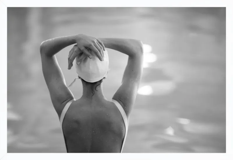 Woman Swimmer in a White Cap by Lucy Snowe for Artfully Walls