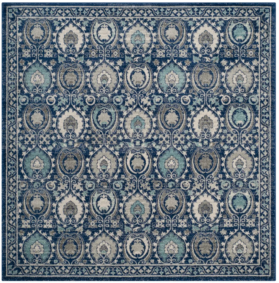 Arlo Home Woven Area Rug, EVK251C, Blue/Ivory,  6' 7" X 6' 7" Square