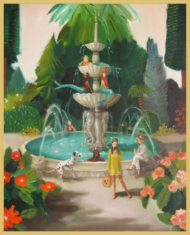 Selfie At The Mermaid Public Fountain by Janet Hill for Artfully Walls