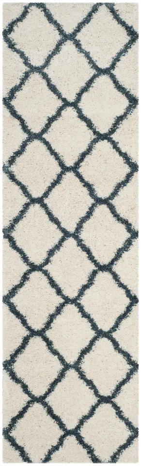 Arlo Home Woven Area Rug, SGH283T, Ivory/Slate Blue,  2' 3" X 8'