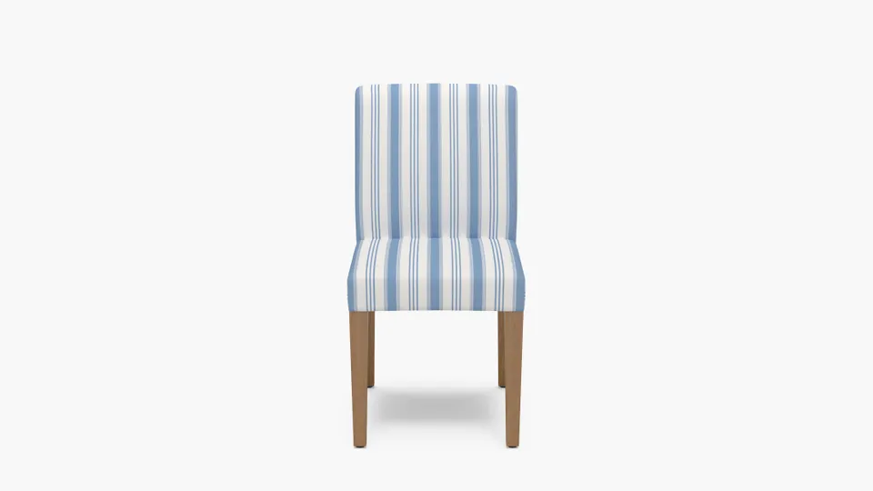 Signature Dining Chair, Cornflower Regency Stripe, Natural Square Tapered Leg