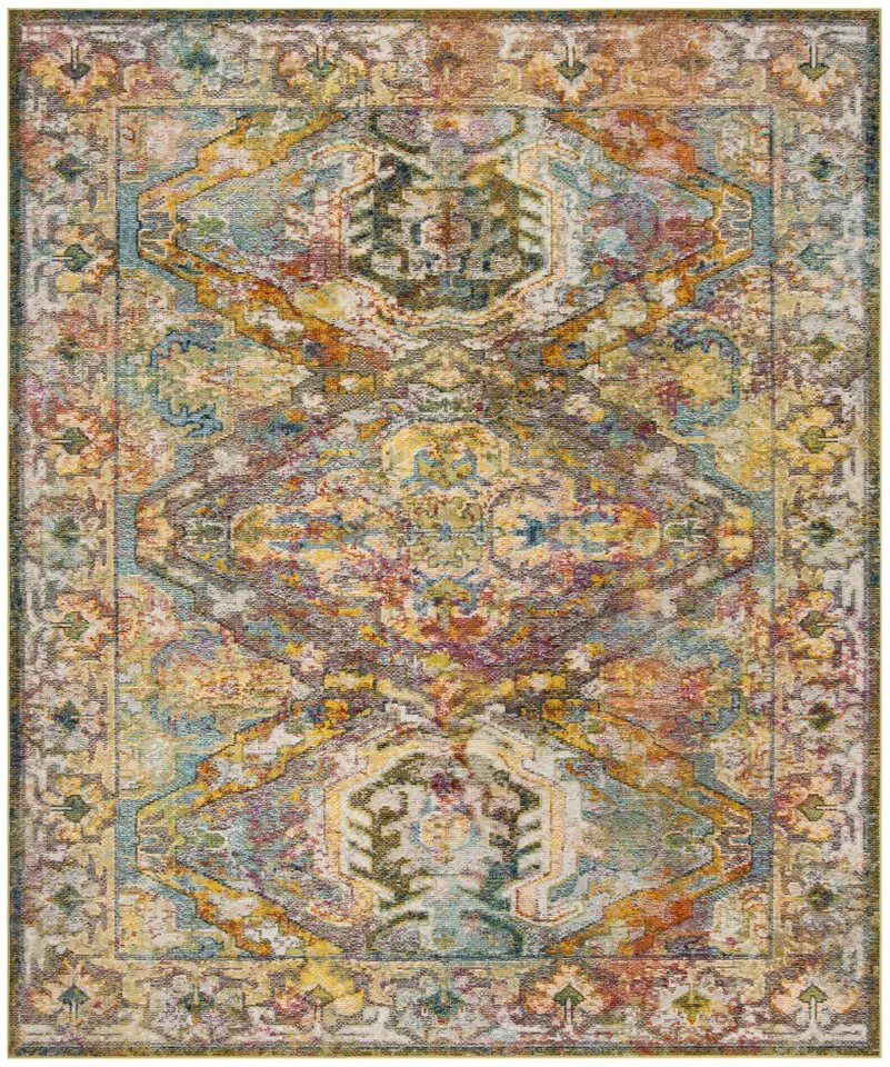 Arlo Home Woven Area Rug, CRS516A, Light Blue/Orange,  8' X 10'