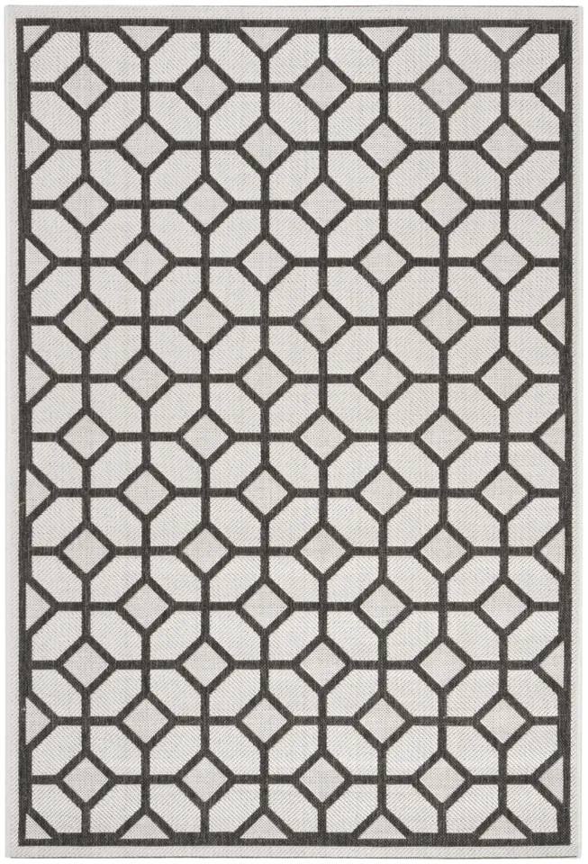 Arlo Home Indoor/Outdoor Woven Area Rug, LND127A, Light Grey/Charcoal,  4' X 6'