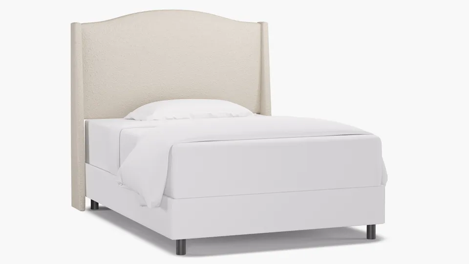 Classic Wingback Headboard, Snow Boucle, Full