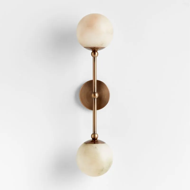 Alba 2-Light White Alabaster Wall Sconce Light Set of 2