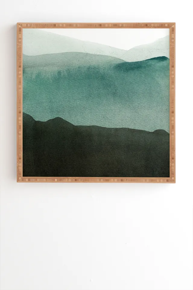 Valleys Deep Mountains High by Iris Lehnhardt - Framed Wall Art Bamboo 20" x 20"