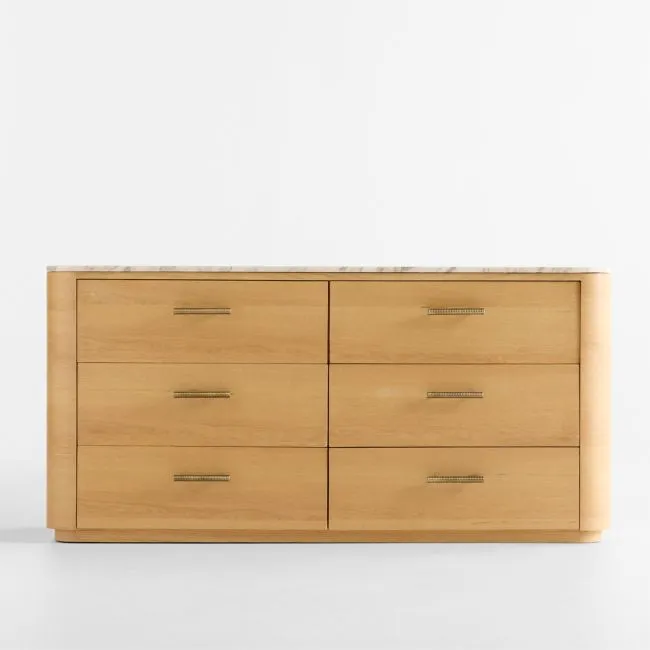 Doubles 66" Marble and Oak Wood 6-Drawer Dresser by Venus Williams