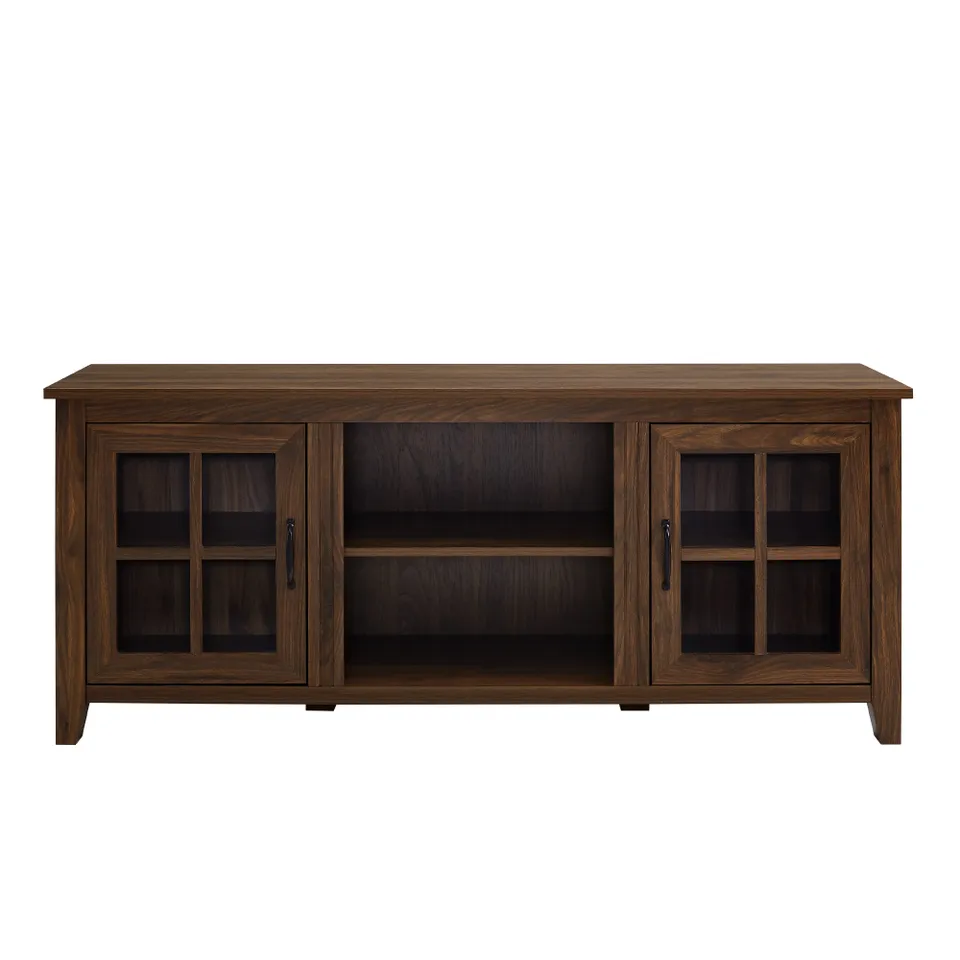 Classic Glass Door TV Console for TVs up to 65” – Dark Walnut 