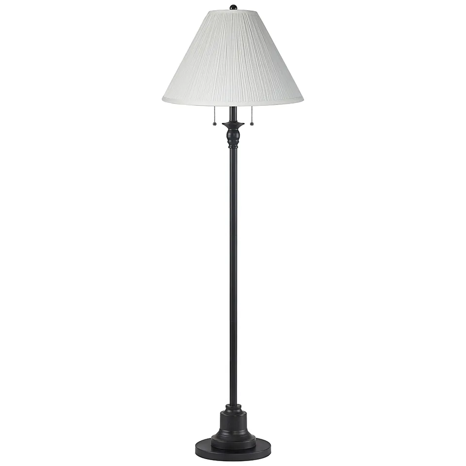 Dyna 58" High Black and Ivory Pleated Shade 2-Light Floor Lamp