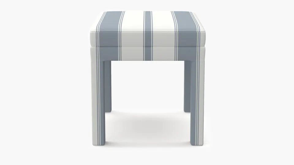 Parsons Ottoman, French Blue Clarence Stripe