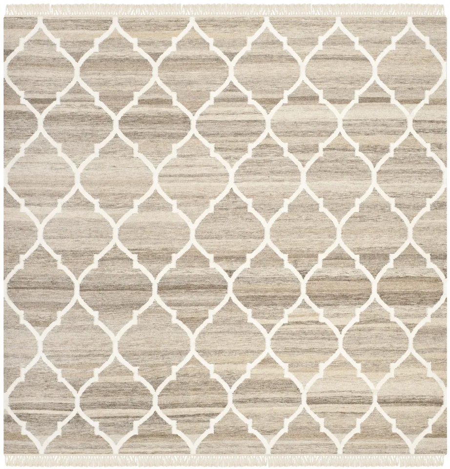 Arlo Home Hand Woven Flatweave Area Rug, NKM317A, Light Grey/Ivory,  7' X 7' Square