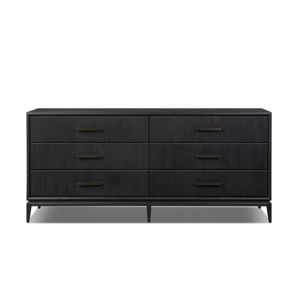 Rosenell 6 Drawer Dresser - Black Paper Cord