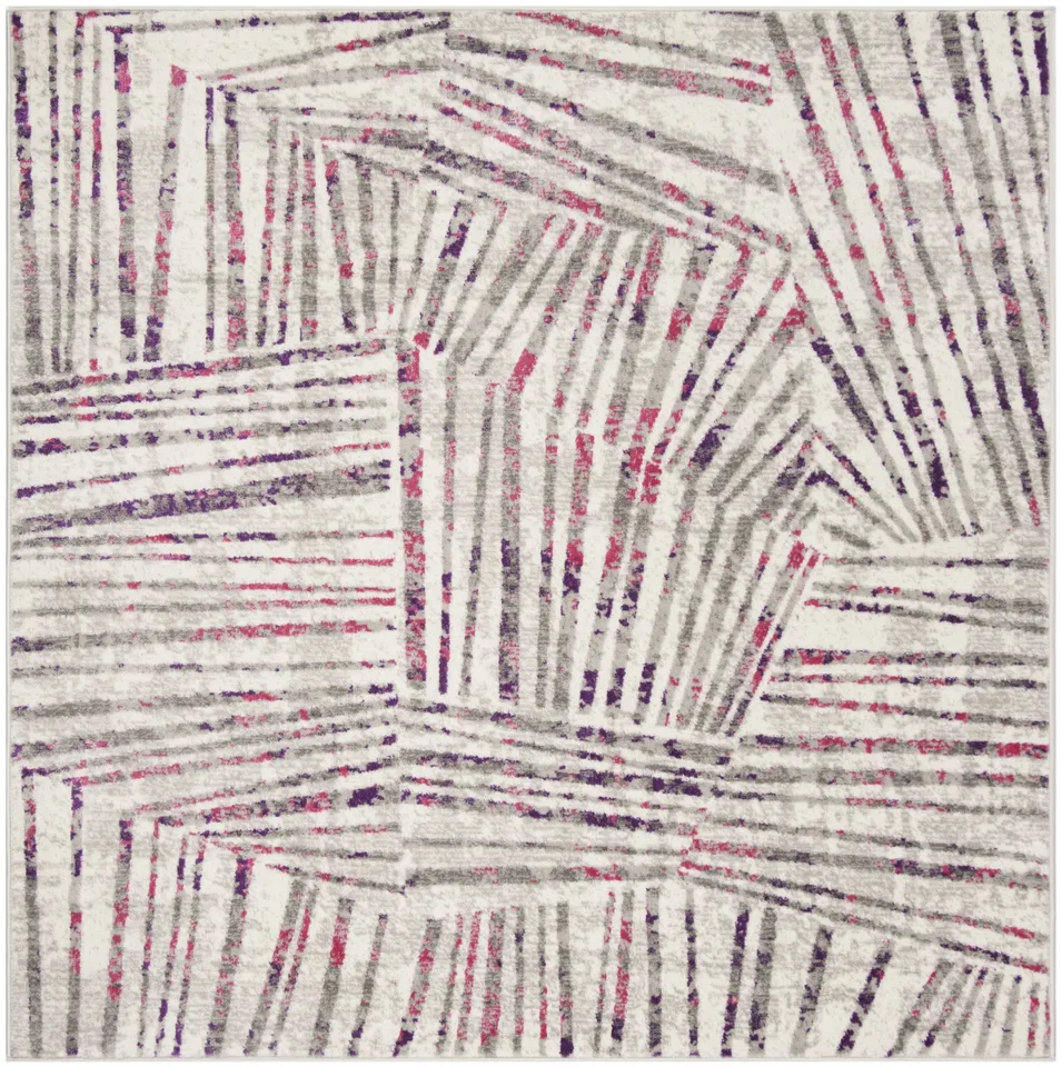 Arlo Home Woven Area Rug, SKY191P, Grey/Pink,  6' 7" X 6' 7" Square