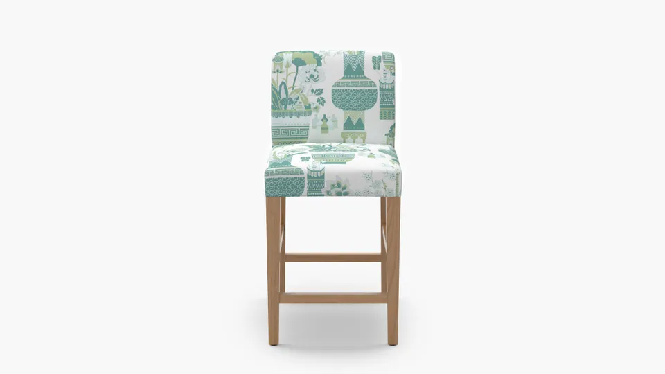 Signature Dining Counter Stool, Pistachio Kan-Shie, Natural Square Tapered Leg
