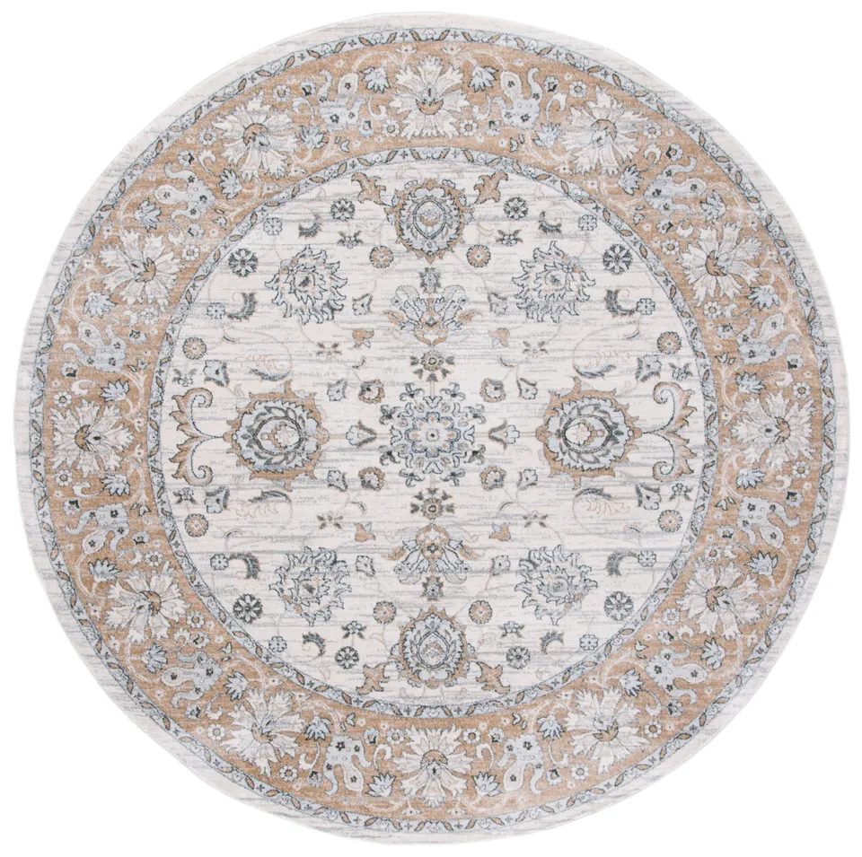 Arlo Home Power Loomed Area Rug, ISA940B, Cream/Beige, 6'7" X 6'7" Round