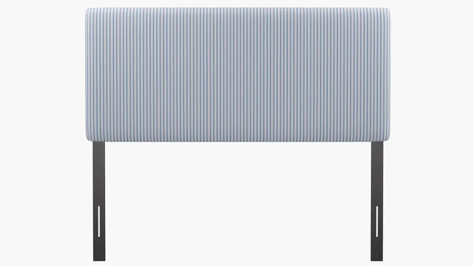 Square Back Headboard, Cornflower Classic Ticking Stripe, Queen