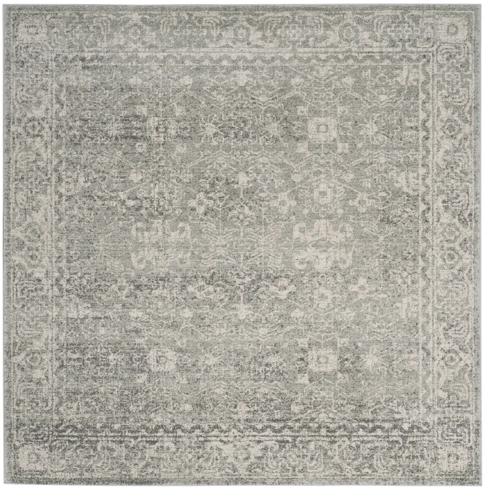 Arlo Home Woven Area Rug, EVK270Z, Silver/Ivory,  6' 7" X 6' 7" Square