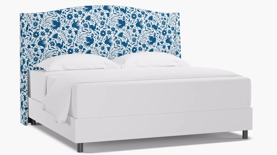 Classic Wingback Headboard, Cerulean Frida, King