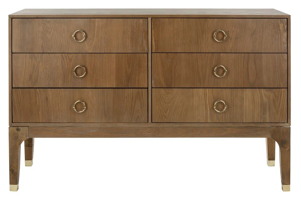 Lorna 6 Drawer Contemporary Dresser - Rustic Oak
