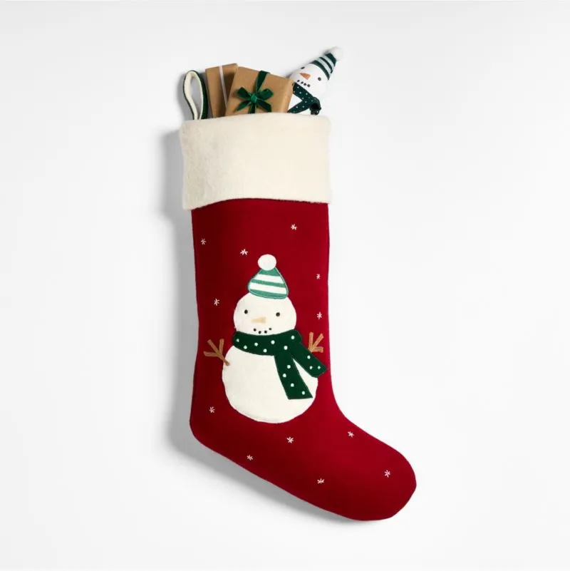 Baby Snowman Kids Christmas Stocking by Joan Anderson
