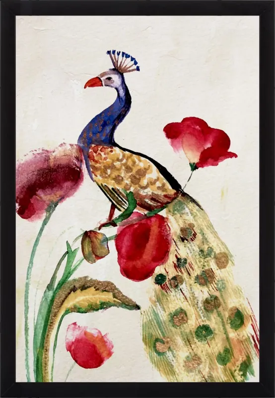 blue gold peacock by Ruti Shaashua for Artfully Walls