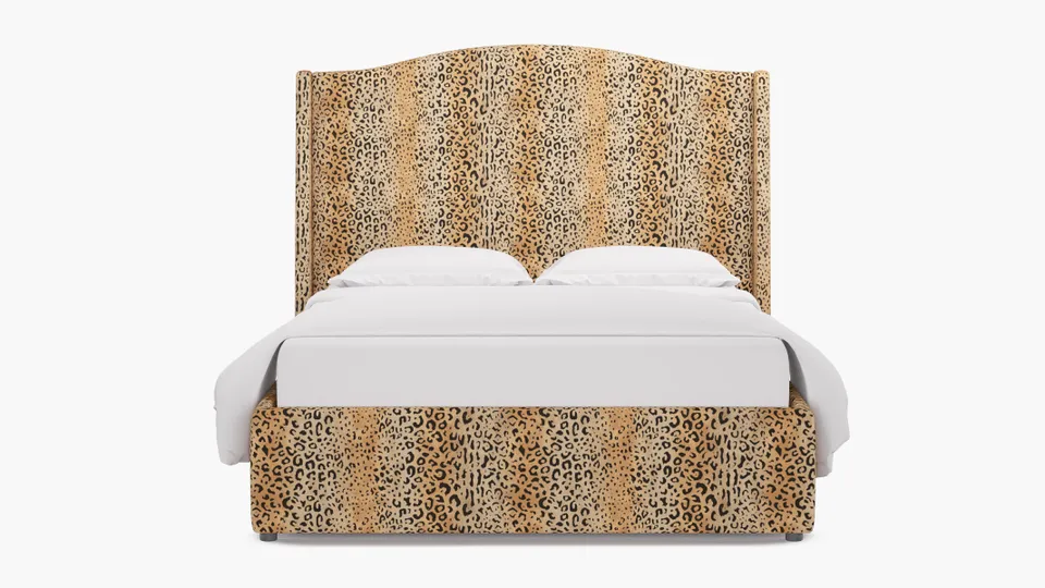 Curved Wingback Bed, Leopard, Full