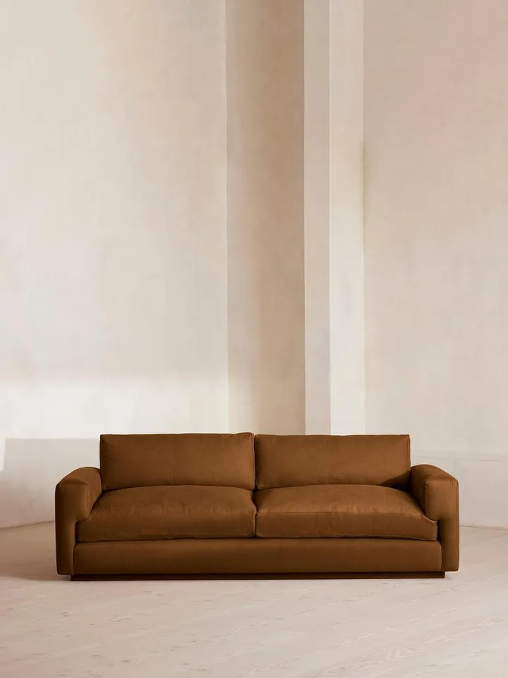 Mossley Three Seater Sofa, Linen, Terracotta, US
