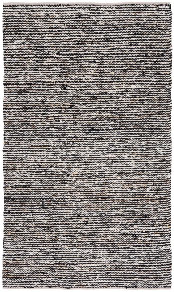 Safavieh Couture Natura Collection Flat Weave Area Rug, Black / Ivory, 4' x 6'