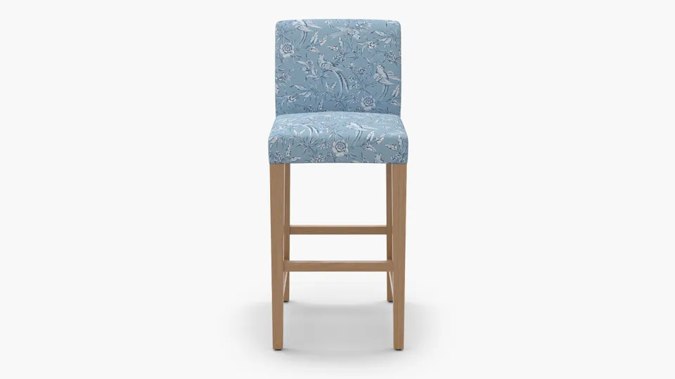 Signature Dining Bar Stool, Blue Aviary, Natural Square Tapered Leg