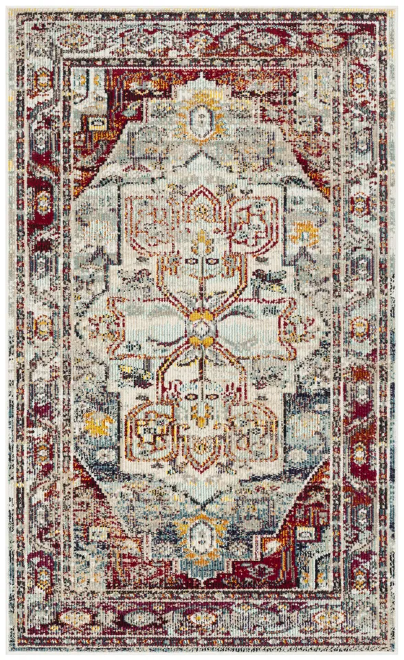 Arlo Home Woven Area Rug, CRS503C, Light Blue/Red,  3' X 5'