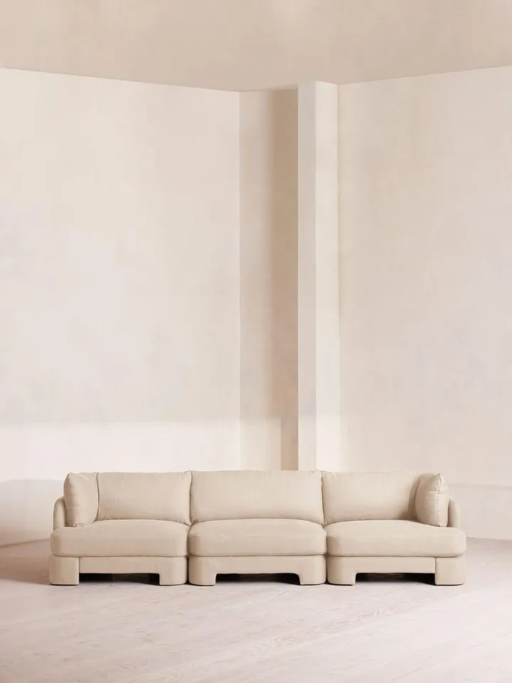 Odell Sectional Sofa, Four Seater, Linen, Bisque, US
