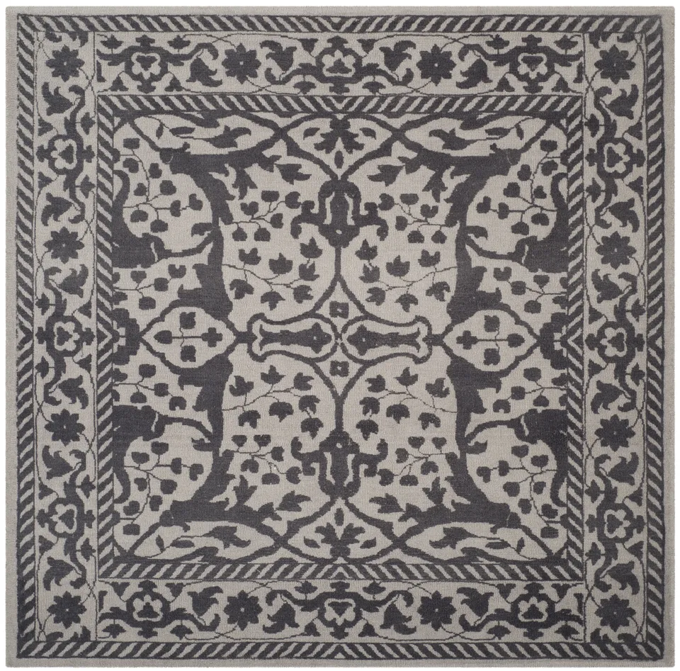 Arlo Home Hand Tufted Area Rug, RVT102H, Silver/Grey,  6' X 6' Square